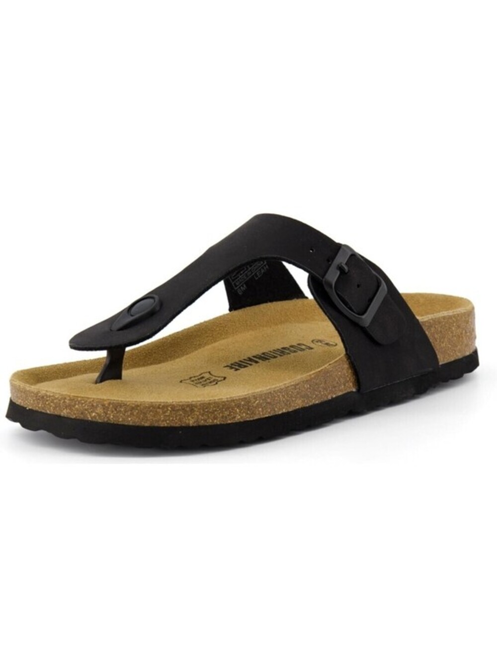 CUSHIONAIRE Women's Leah Cork Footbed Sandal With +Comfort Black Sz. 8M NEW